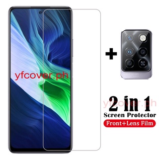 2 in 1 ฟิล์มกระจกนิรภัยกันรอยหน้าจอ 9H ใส สําหรับ Infinix Note 10 Pro Infinix Note 10 Pro NFC Hot 10s 10T 10 9 Play Zero 8 8i Note 7 8 Lite Smart 5