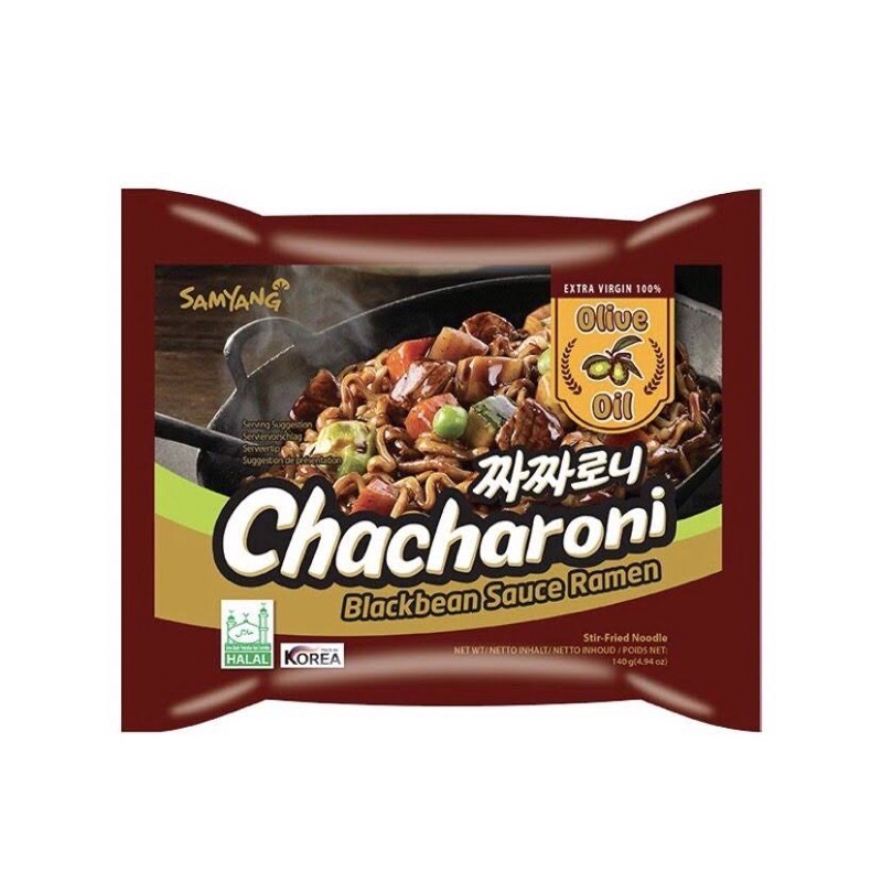 Samyang Chacharoni Ramen ซัมยังจาจาโรนี ซอสถั่วดำน้ำมันมะกอกต้นตำหรับ แบบแห้ง 140 g.