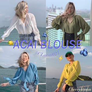 ACAI BLOUSE🌈 เสื้อเบลาส์เก๋ๆ ต้อนรับ summer ด้วยสีสดใส มีสายยาวผูกด้านหน้า CL021 : CHERR