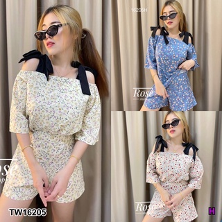 MF16205  New Collection ชุดเซท 2 ชิ้น เสื้อแขนกระดิ่งผูกโบว์ไหล่ ปรับสั้นยาวได้ตามใจชอบเลยค่ะลายดอก น่ารักมากค่ะ มาพร้อม