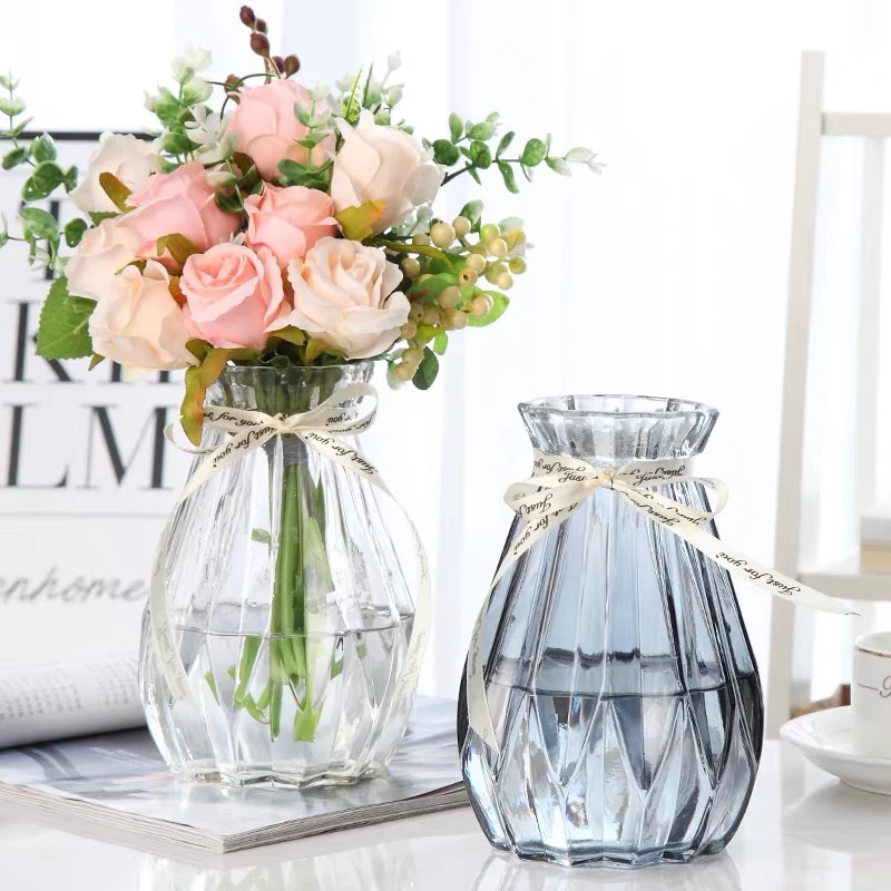 [Becky home shop] แจกันแก้ว แจกันประดับห้องสุดสร้างสรรค์ แจกันทรงยุโรป แจกันตกแต่งห้องนั้งเล่น แจกันเหลี่ยมเพรช