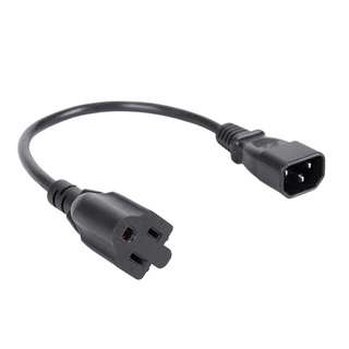 1ft IEC 320 C14 Male Plug to NEMA 5-15R Female PC Power Cable Black