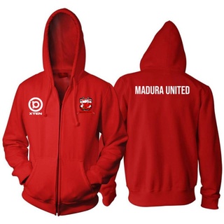 Madura UNITED เสื้อแจ็กเก็ตกันหนาว มีฮู้ด แต่งซิป แบบหนา สไตล์ดิสโทร สําหรับผู้ชาย และผู้หญิง