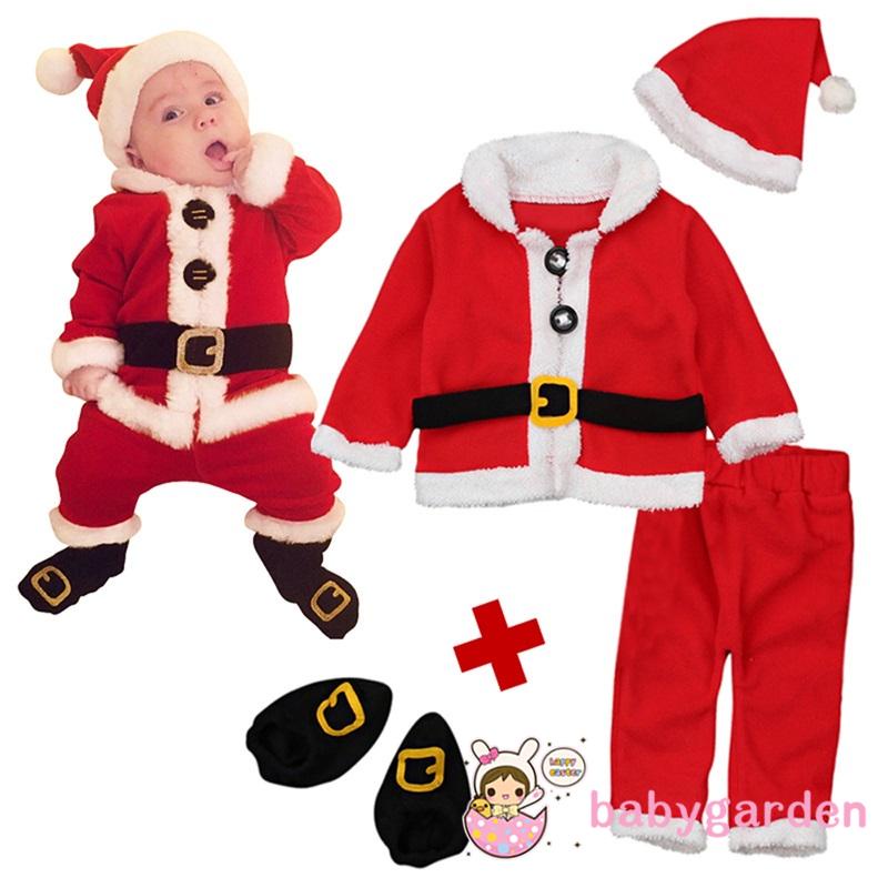 Babygarden- เสื้อแจ็คเก็ต + กางเกง + หมวก + ถุงเท้าลายซานตาคลอสสําหรับเด็ก