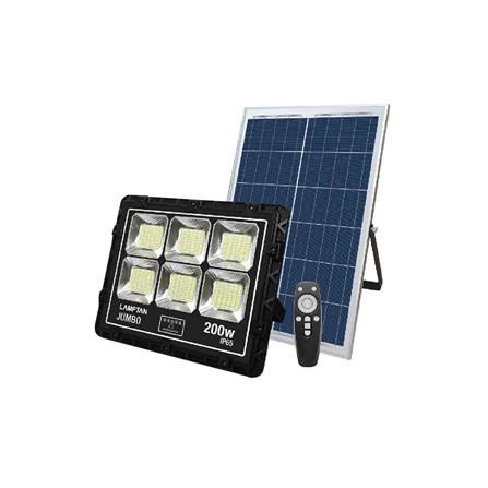 [พร้อมส่ง] HomeDoDee ไฟสปอตไลท์ SOLAR LAMPTAN FLOOD 200 วัตต์ WARMWHITE สีดำ ไฟ Solar Cell โซลาเซลล์