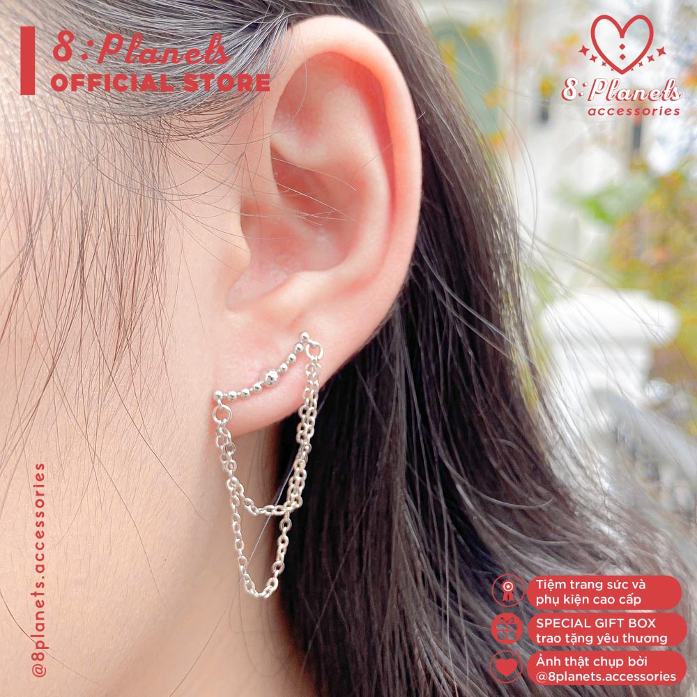 8 Planets Beaded Drop Silver ต่างหู