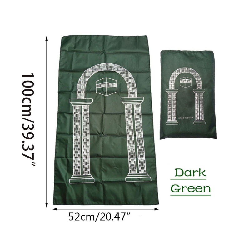 yu Portable Muslim Prayer Rug Waterproof PU Braided Mat Simply Print Pouch Travel Home Blanket 60x100CM