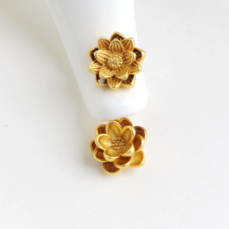 ลูกปัด diy จี้ชุบทอง 18k ลายดอกบัวสามมิติ