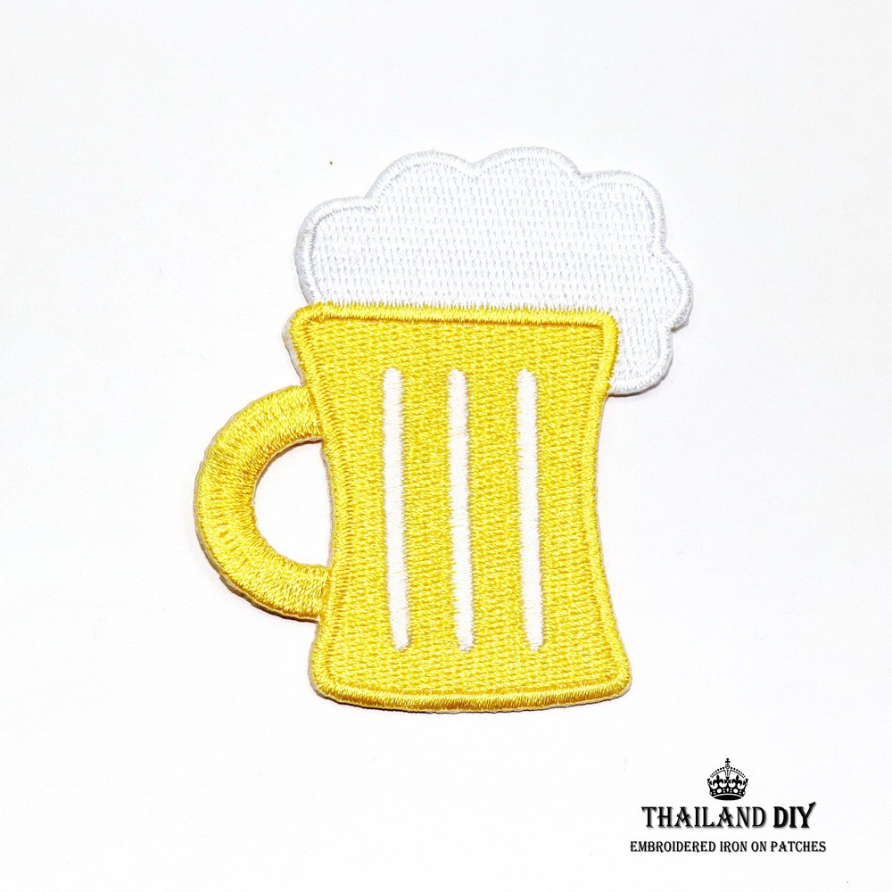 ตัวรีดติดเสื้อ ลายการ์ตูน เบียร์สด แนว น่ารัก ตัวรีดเบียร์ เครื่องดื่ม Beer Drink Patch งานปัก DIY ตัวรีด ติดเสื้อ อาร์ม