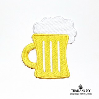 ตัวรีดติดเสื้อ ลายการ์ตูน เบียร์สด แนว น่ารัก ตัวรีดเบียร์ เครื่องดื่ม Beer Drink Patch งานปัก DIY ตัวรีด ติดเสื้อ อาร์ม