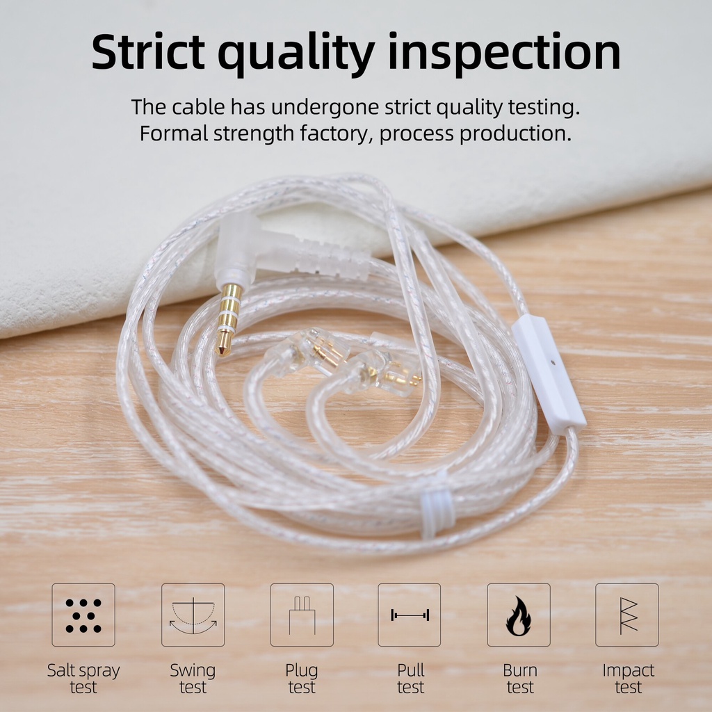 KZ High-Purity Silver-Plated แบนสาย OFC อัพเกรดสาย HiFi กีฬาหูฟังอุปกรณ์เสริมพร้อมไมโครโฟนสําหรับ KZ