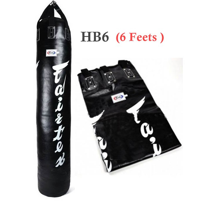 กระสอบทรายแฟร์แท็กซ์ 6 ฟุต สีดำ หนังเทียม Fairtex Heavy Bag HB6 ฺBlack Banana 6 Feets Training un-filled MMA Kickboxing