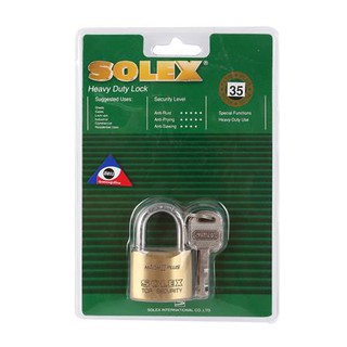 กุญแจลูกปืน SOLEX MACH2 PLUS 35 MM POLISHED BRASS แข็งแรง ทนทานต่อการงัดแงะ