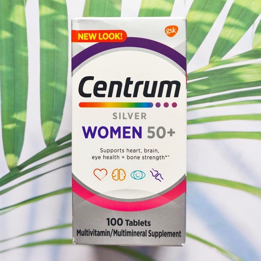 เซนทรัม วิตามินรวมของผู้หญิงอายุ 50 ปีขึ้นไป Centrum® Silver® Women 50+ Multivitamin 100 Tablets