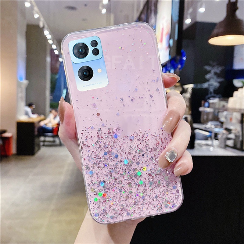 ready stock เคส OPPO Reno7 Pro 5G Reno 7 Z 7Z Reno7Z ใหม่ TPU เรียบง่ายและทันสมัยเลื่อมใสเต็มไปด้วยดวงดาวบนท้องฟ้าป้องกันการตกนิ่ม Reno7Pro เคสโทรศัพท์