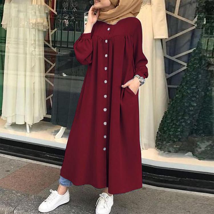 FN casual temperament women's cardigan long-sleeved stand-up collar large swing dress factory wholesale 0DCV #5