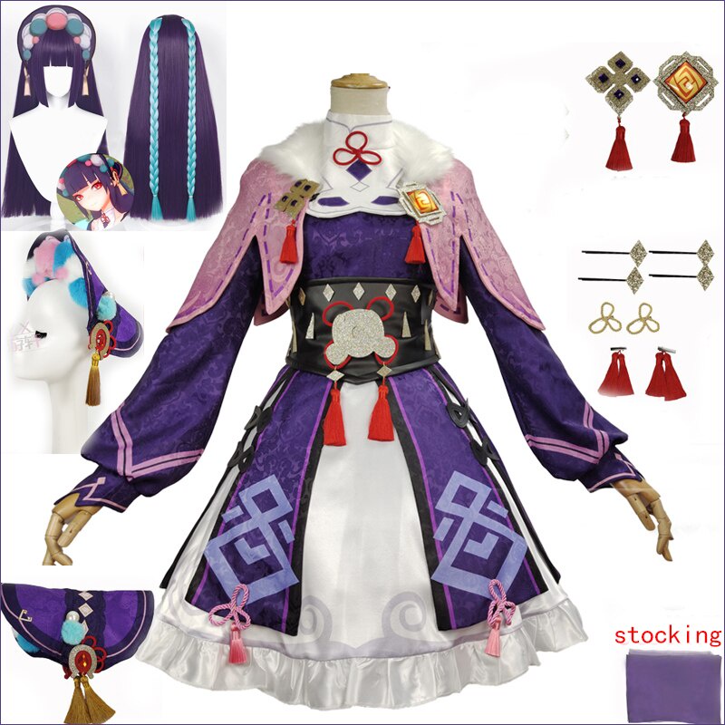 Game Genshin Impact YunJin Cosplay Costume Wig Anime Chinese Opera Outfit Yun Jin Lolita Dress Women