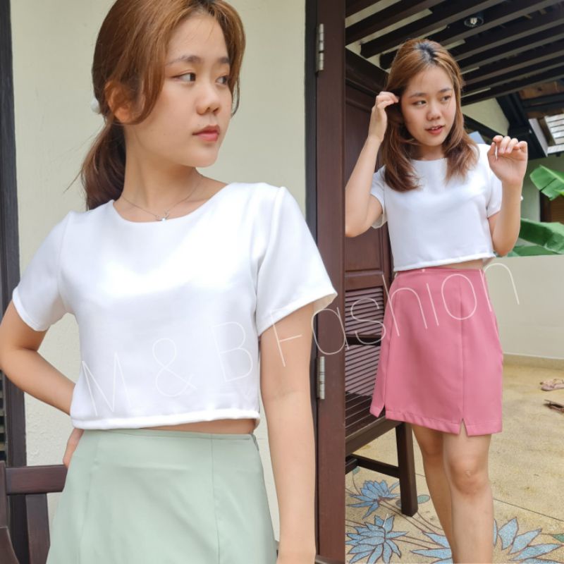 🌊เสื้อครอปฮานาโกะคอกลม125฿❌เลือกความยาวได้❌ทรงครอปน่ารักน่าเลิฟ