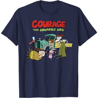 แขนสั้นcrew neckเสื้อยืด พิมพ์ลายโลโก้ Cn Courage The Cowardly Dog Group สําหรับผู้ชายS-XXXXL