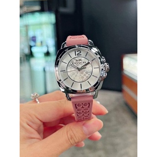 พร้อมส่ง แท้ 🇺🇸100% New Coach นาฬิกา  Coach Womens Boyfriend Silicone นาฬิกาสายซิลิโคนนิ่ม หน้าปัด 34mm สีชมพู