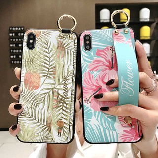 เคสโทรศัพท์มือถือ ลายดอกไม้ สับปะรด พร้อมสายคล้องมือ สําหรับ Samsung Galaxy note 8 9 10 plus lite note20 ultra s8 s9 s10 s20 plus s21 s22 s23 ultra s20fe s21fe