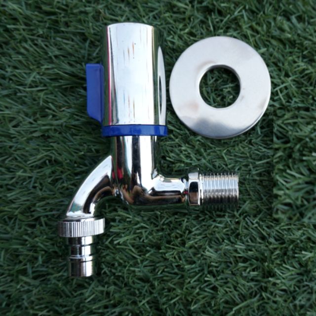 ก๊อกน้ำ ติดกำแพงทองเหลือง ขนาด 1/2" สวมสายยาง 5/8" ได้