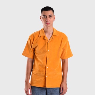 เสื้อเชิ้ตแขนสั้น คอหยาบ พิมพ์ลายมัสตาร์ด สําหรับผู้ชาย S002