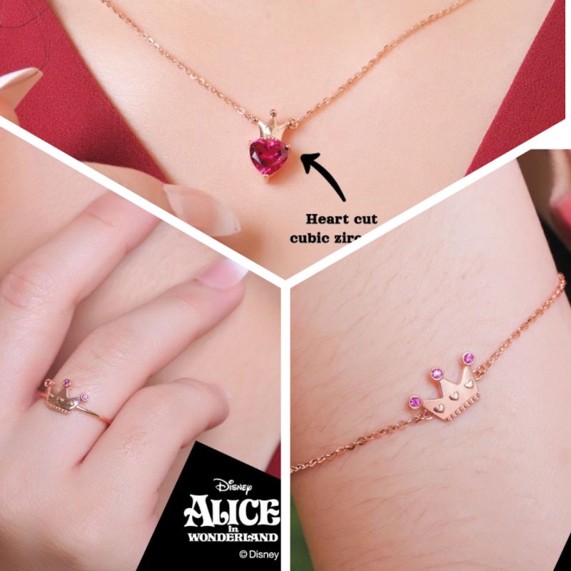 สร้อยคอ สร้อยข้อมือ แหวน มงกุฎอลิซ ดิสนีย์ หินมงกุฎ สีขาว แดง เขียว น้ําเงิน UBS 375 8K