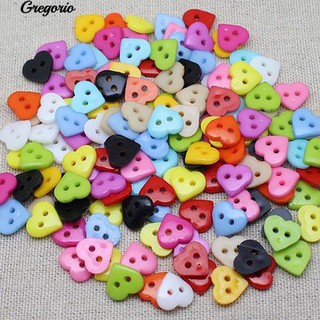 Gregorio 100pcs หัวใจสีผสมสีเรซิ่นพอดีเย็บผ้าหรือสมุดภาพ 10mm