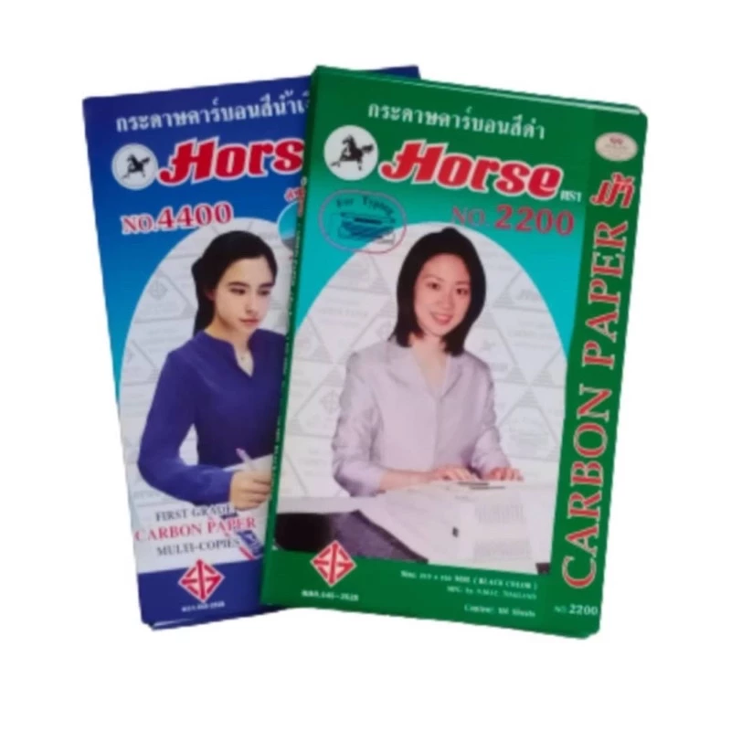 กระดาษคาร์บอน ตราม้า Horse มีสีดำและ สีน้ำเงิน