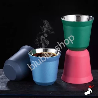 Double Wall 304 Stainless Steel Espresso Cup ถ้วยกาแฟสแตนเลส ขนาด 80ml/160ml