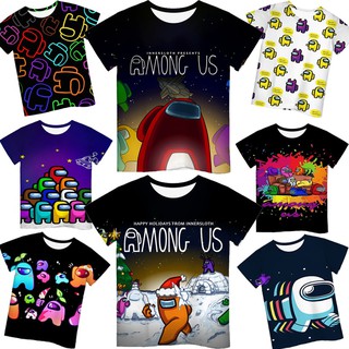 เสื้อยืด แขนสั้น ลายเกม Among Us ชุดคอสเพลย์ สำหรับเด็กผู้ชาย และเด็กผู้หญิง