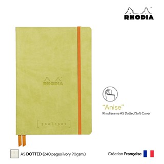 Rhodia Goalbook (A5) Dotted Soft Cover (Anise) - สมุดโน๊ตปกอ่อน Rhodia ขนาด A5 ลายจุด สีเขียวอ่อน