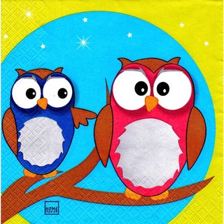 Pladao Napkin ภาพสัตว์ นกฮูก Owl Hey You กระดาษ แนพกิ้น สำหรับงานศิลปะ เดคูพาจ decoupage ขนาด L 33x33