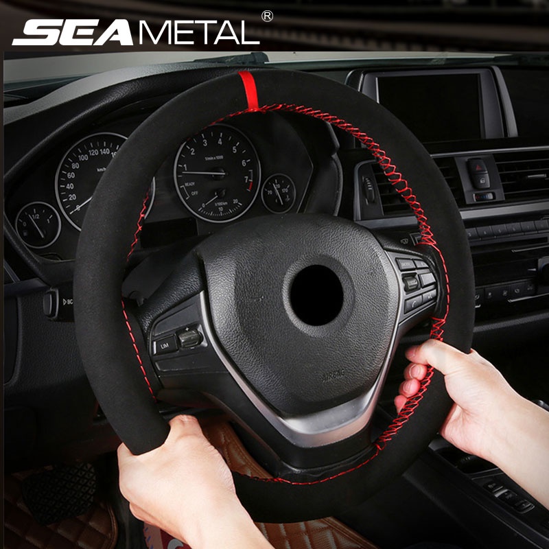 SEAMETAL ปลอกหุ้มพวงมาลัยรถยนต์ 38 ซม หนังไมโครไฟเบอร์ กันรอยพวงมาลัย กันลื่น