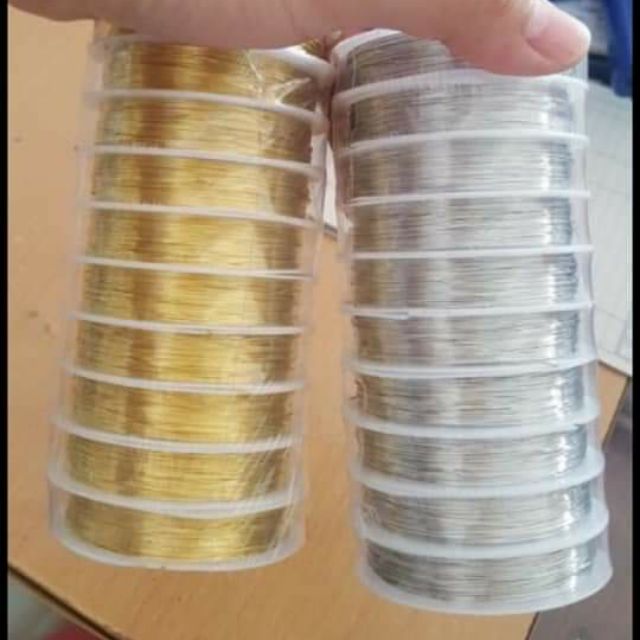 เส้นลวดเงินโรเดียม ลวดเงินทำเครื่องประดับ สีเงิน ขนาด0.3มิล งานดี สีสวยเงา ม้วนยาว10หลา