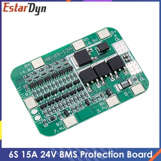 บอร์ดป้องกัน 6S 15A 24V PCB BMS สําหรับโมดูลเซลล์แบตเตอรี่ลิเธียมลิเธียม 18650 DIY 6 แพ็ค