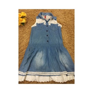 🍒🍒รับSummer🍒🍒Jeans dress เดรสยีนส์ พร้อมระบายลูกไม้ใส่หวานๆ  อก36”เอว36ทรงสวยผ้าดีกระโปรง2ชั้น ใส่น่ารักมายมายจ้า