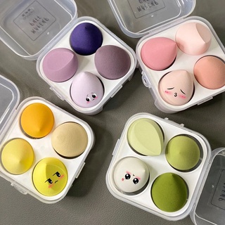 ฟองน้ำแต่งหน้า 4 ชิ้น พร้อมกล่องเก็บ💕 ฟองน้ําแต่งหน้าเกลี่ยร…