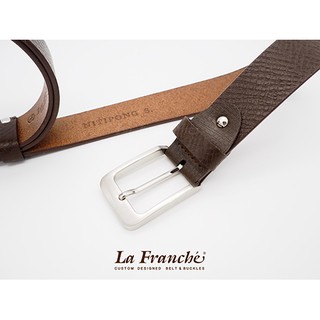 La Franche - Working Belt เข็มขัดหนังวัวแท้แผ่นเดียวลายมุ้ง สีน้ำตาล พร้อมหัวเข็มขัดนิกเกิ้ล #3W0043