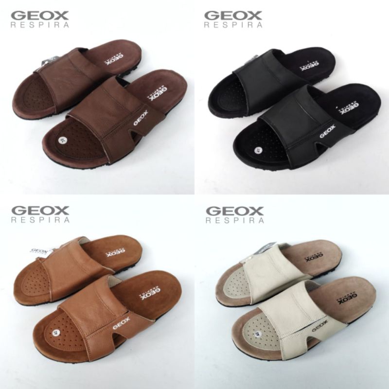 รองเท้าแตะผู้ชาย - GEOX RESPIRA - รองเท้าแตะ SLOP หนังแท้