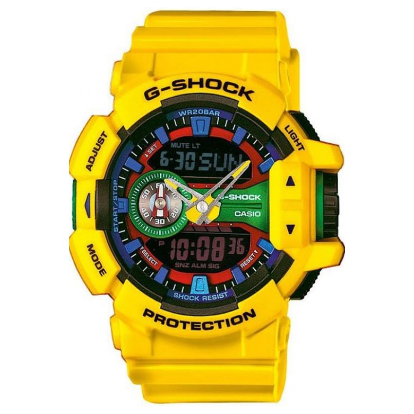 Casio นาฬิกาข้อมือผู้ชาย สีเหลือง สายเรซิ่น G-Shock Hyper รุ่น GA-400-9ADR