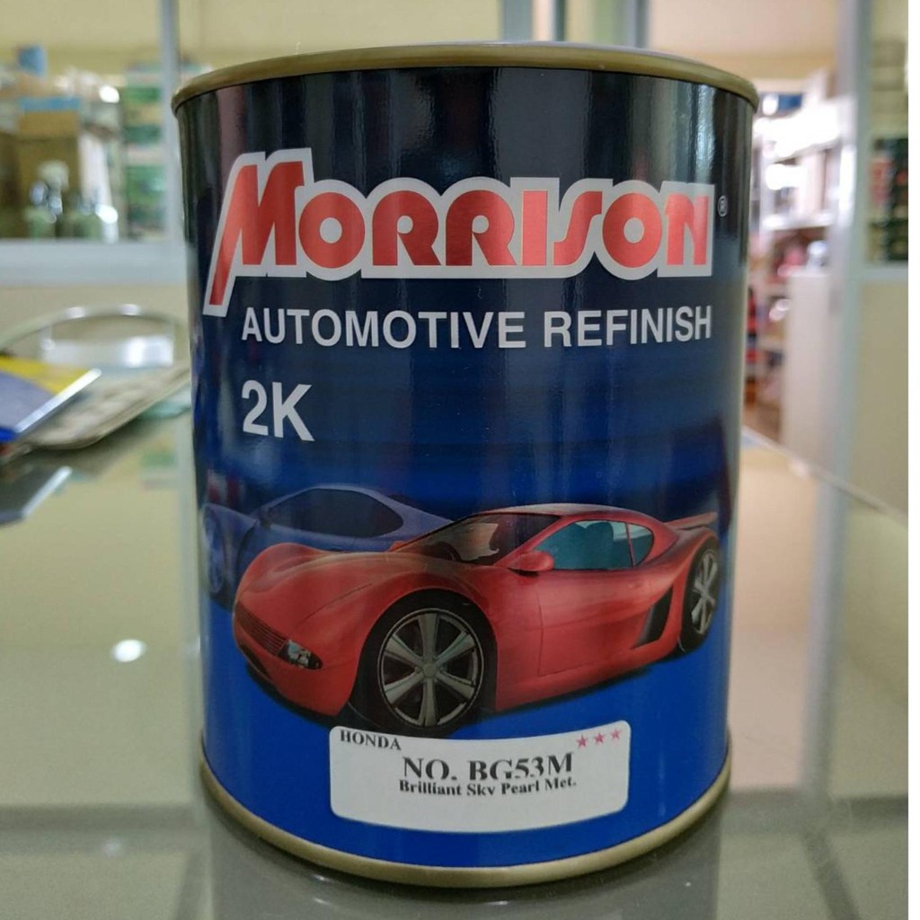 Morrison สีพ่นรถยนต์2K ขนาด1ลิตร เบอร์ BG53M (Honda/Brilliant Sky Peal Met)