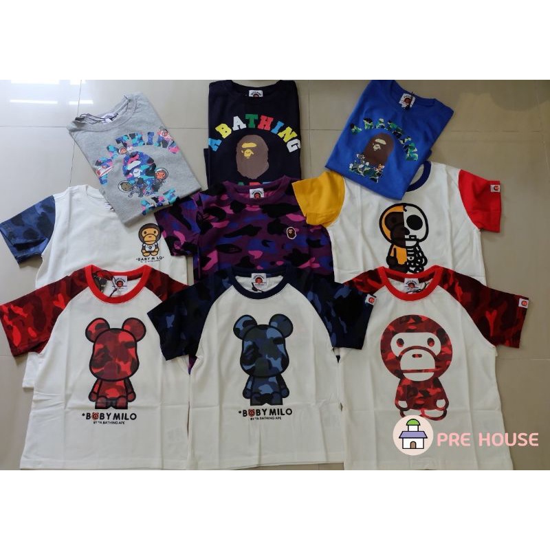 Bape kids เสื้อเด็ก เสื้อยืดลายทหาร ใส่คู่เซ็ทฉลาม ทหารbape เบฟคิดส์