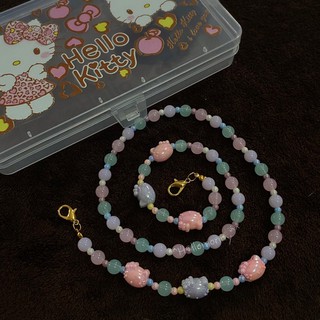 พร้อมส่ง สายคล้องแมส สายคล้องแว่น สร้อย คล้องแมสก์ พาสเทลหวานๆ ลูกปัด คิตตี้ hello kitty