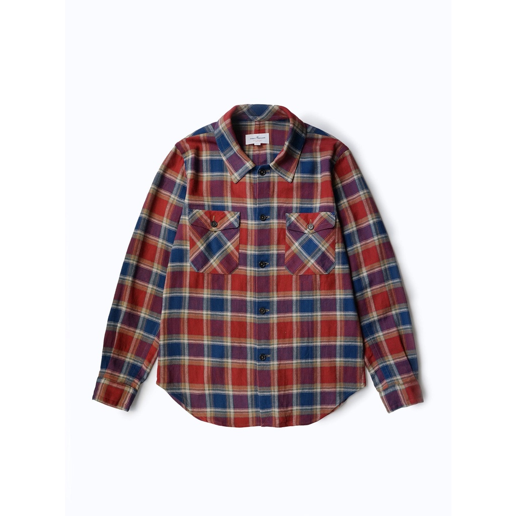 [JBB*] RED COTTON HERRINGBONE PLAID CPO SHIRT เจบีบี เสื้อเชิ้ต ผ้าคอตตอน