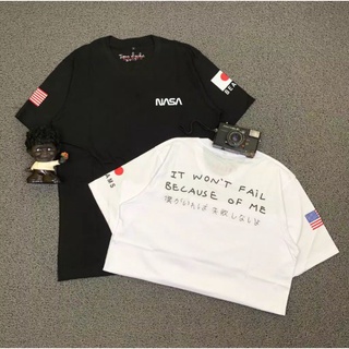 เสื้อยืด ลาย NASA BEAMS สีดํา และสีขาว