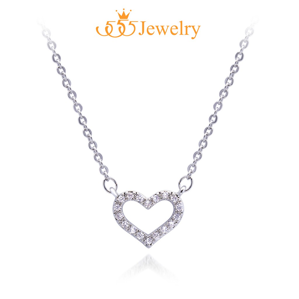 555jewelry จี้พร้อมสร้อย รูปหัวใจ ประดับเพชร CZ คลาสสิค รุ่น MNC-BN020 - จี้ห้อยคอ จี้สร้อยคอ จี้สร้