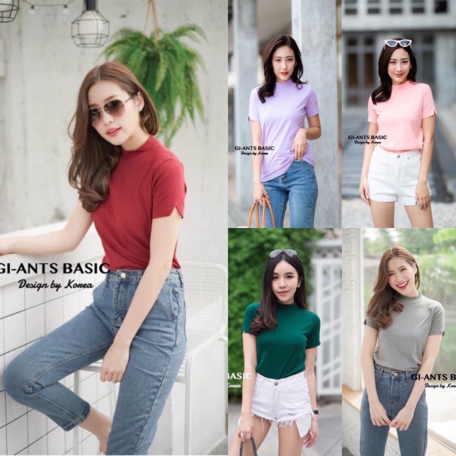 Gi-ants​ เสื้อยืดคอเต่าแขนสั้นผ่าแขน🍎 CARDIGAN_NISTA (GIA4H)