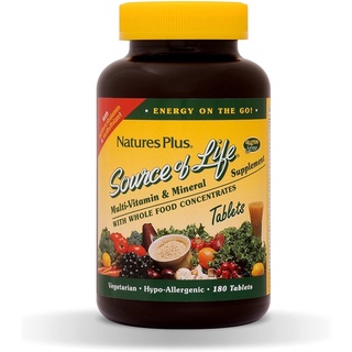 Natures Plus, Source of Life, Multi-Vitamin &amp; Mineral Supplement with Whole Food Concentrates, 180 Tablets